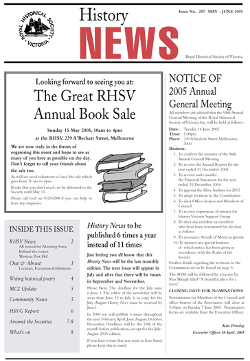Front Cover of History News Issue 257