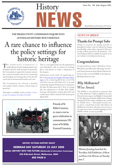 Front Cover of History News Issue 258