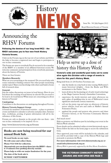 Front Cover of History News Issue 301