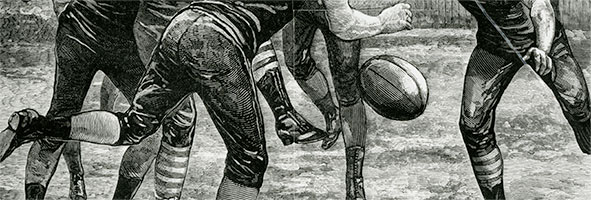 Football match, Melbourne: Carlton v Melbourne (photograph of extract from 'Australasian Sketcher', 12 June 1875